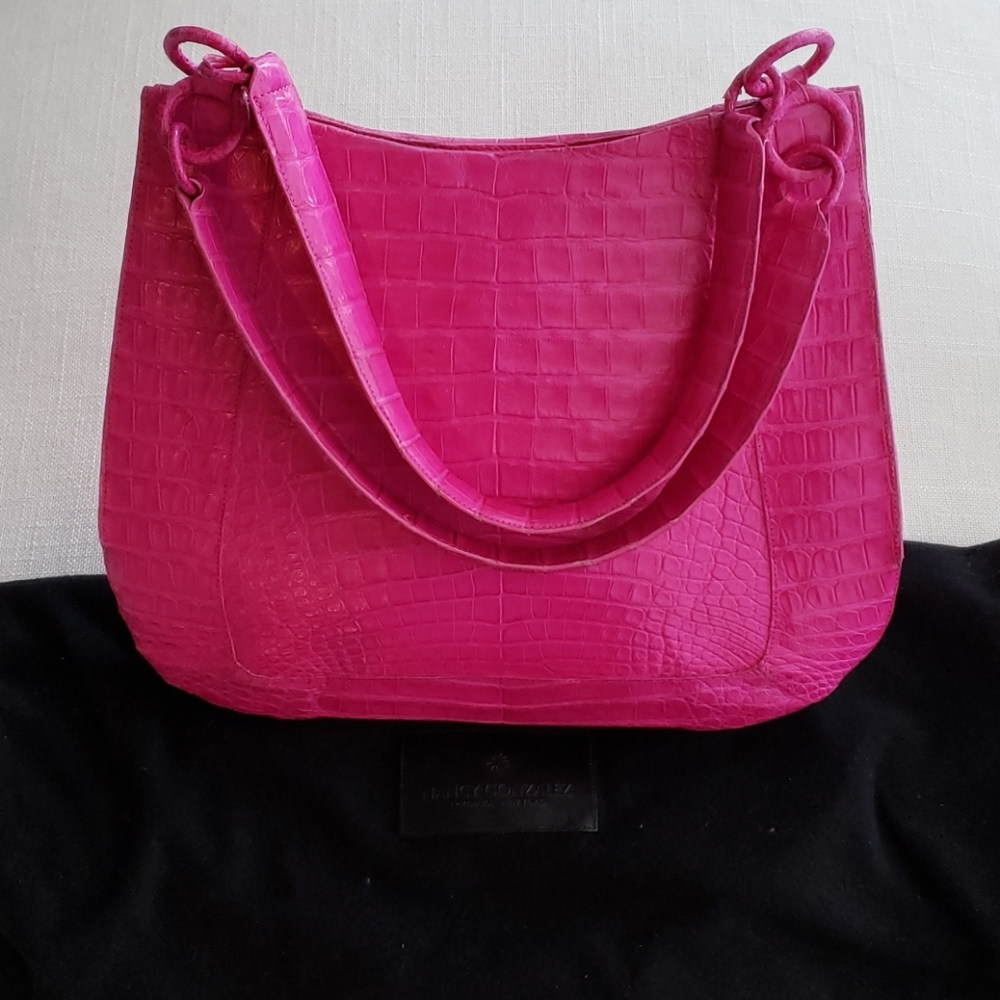 Nancy Gonzales Fuscia Crocodile Handbag